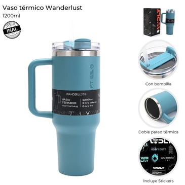 Vaso Termico Con Bombilla 1200ml  Incluye Stickers - Wanderlust