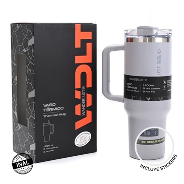 Vaso Termico Con Bombilla 1200ml  Incluye Stickers Wanderlust