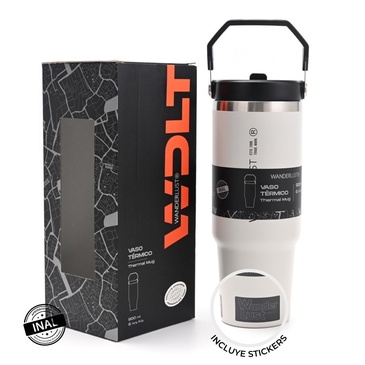 Vaso Termico Con Pico 900ML  Incluye Stickers - Wanderlust