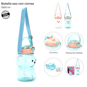 Botellita Oso Con Correa 1000ML Skora
