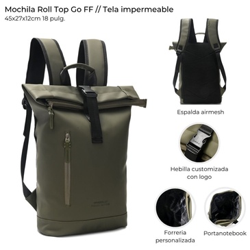 Mochila Roll Top Go Engomada  Wanderlust