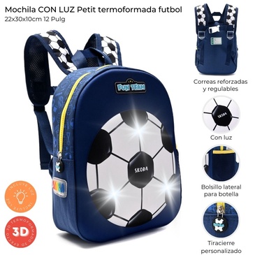 Mochila Con Luz Petit Termoformada Futbol 12