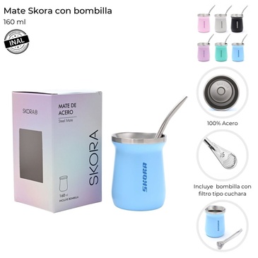 Venta por Mayor y Catalogo Mate Skora Con Bombilla 160ML Skora