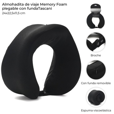 Almohada De Viaje Memory Foam Plegable  Tascani