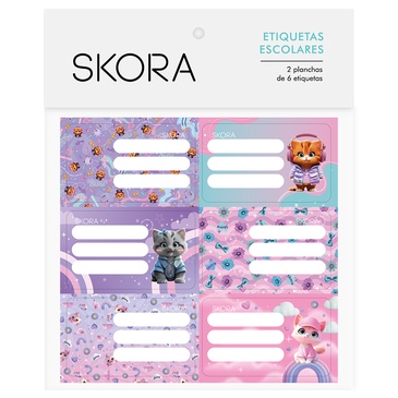 Etiquetas Escolares Autoadhesivas x 12 Unid. Pets  Skora
