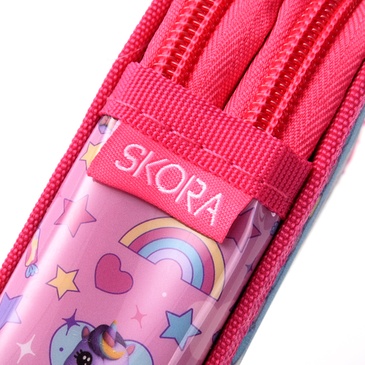 Cartuchera Doble Cierre Kawaii Unicornio Helado  - Skora