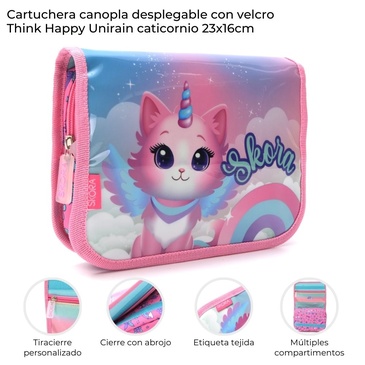 Cartuchera Canopla Con Velcro Uni-Rain Caticornio  Skora