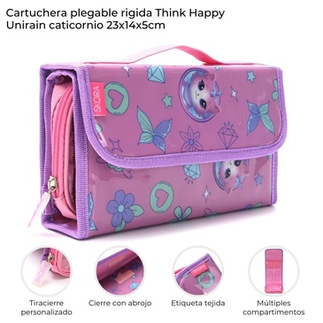 Cartuchera Plegable Rigida Think Happy  Skora