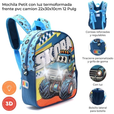 Mochila Petit Termoformada Camion Con Luz 12 