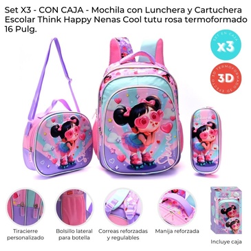 Set x3 En Caja Mochila 16 