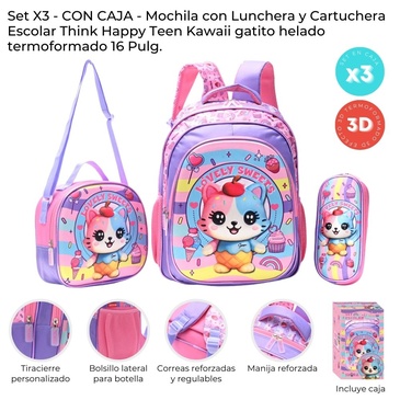 Set x3 En Caja Mochila 16 