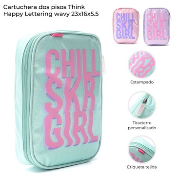 Cartuchera Dos Pisos Happy Lettering Wavy Skora