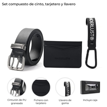 Set Cinto , Tarjetero y Llavero  Wanderlust