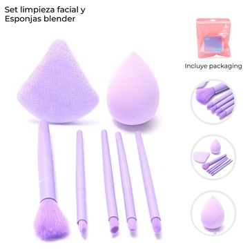 Set Maquillaje Brochas y Esponjas x 7 Unid. Skora