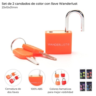 Set De 2 Candado De Color Con Llave  Wanderlust