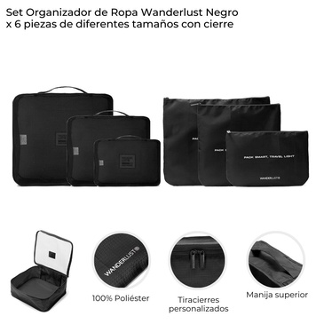 Set Organizador De Ropa x6 Piezas De Diferente Tamaño  Wanderlust