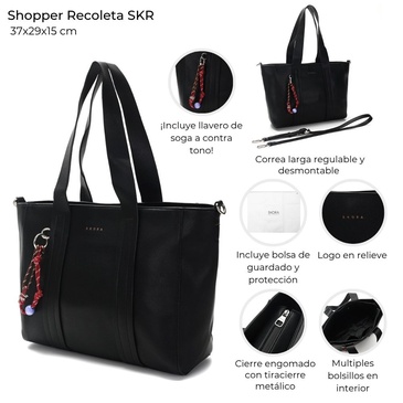 Cartera Shopper Recoleta Con Llavero Skora
