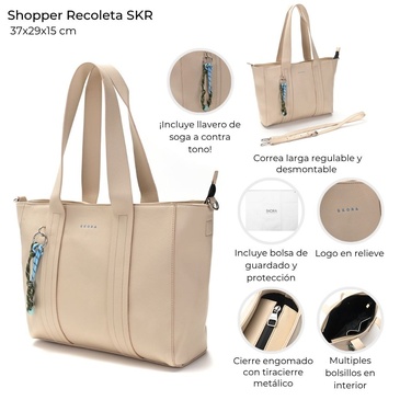Cartera Shopper Recoleta Con Llavero Skora
