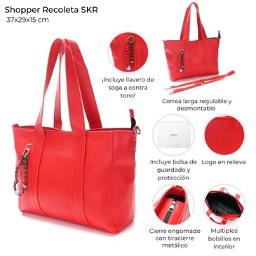 Cartera Shopper Recoleta Con Llavero Skora