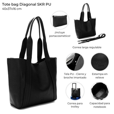 Cartera Tote Bag Con Portacosmetico Skora