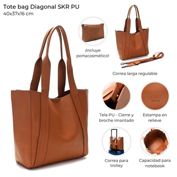 Cartera Tote Bag Con Portacosmetico Skora