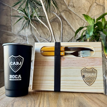Combo Parrillero ( Tabla, Cubiertos y Vaso) - Tribu Matera