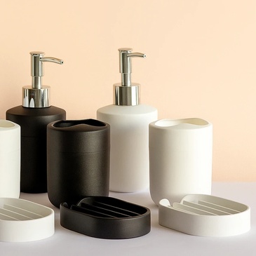 Set De Baño x 3 ( Jabonera, Porta Cepillo, Dispenser Para Jabon Liquido) Quo