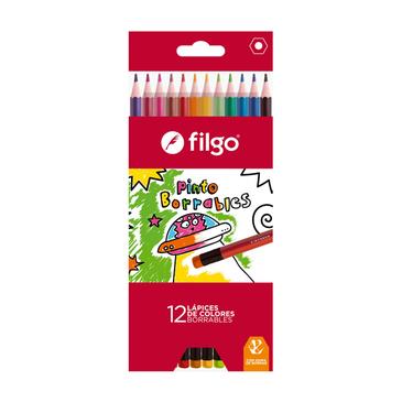 Lapices De Colores De Resina Borrables Pinto x 12 Filgo