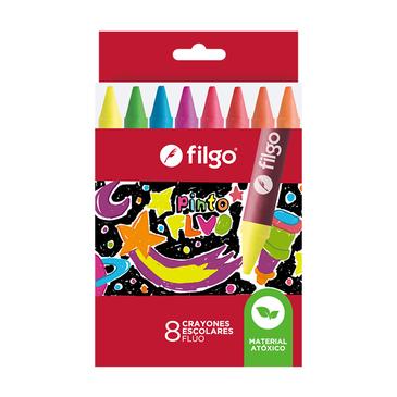 Crayones De Cera Pinto x 8 Fluo  Filgo